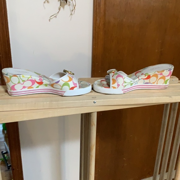 Coach logo multi Perry white wedge sandals - Picture 7 of 7